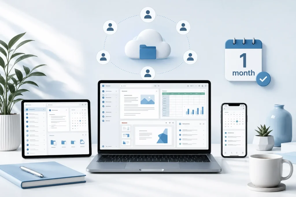 Microsoft 365 Family Free Trial productivity workspace illustration