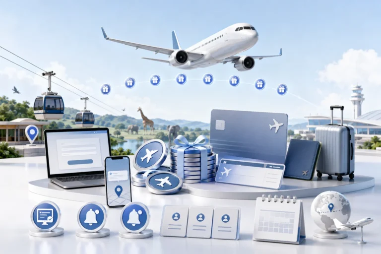 Skyfari Now Boarding Sweepstakes featuring airline reward points, a passenger aircraft and monthly travel prize cues