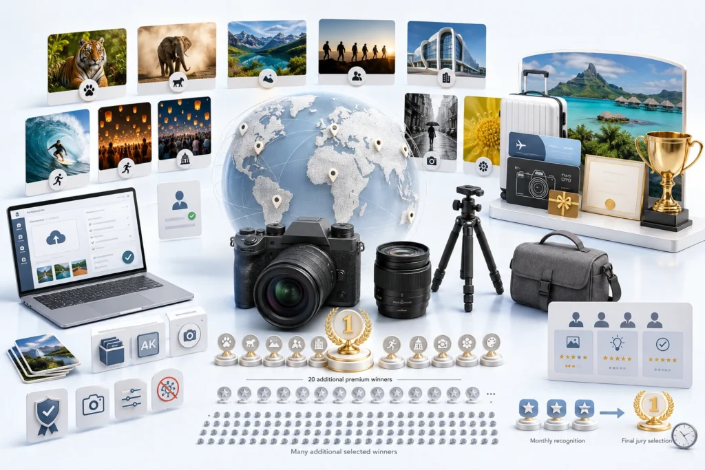 CEWE Photo Award 2027 worldwide photography competition featuring travel, photography equipment and photo product prizes