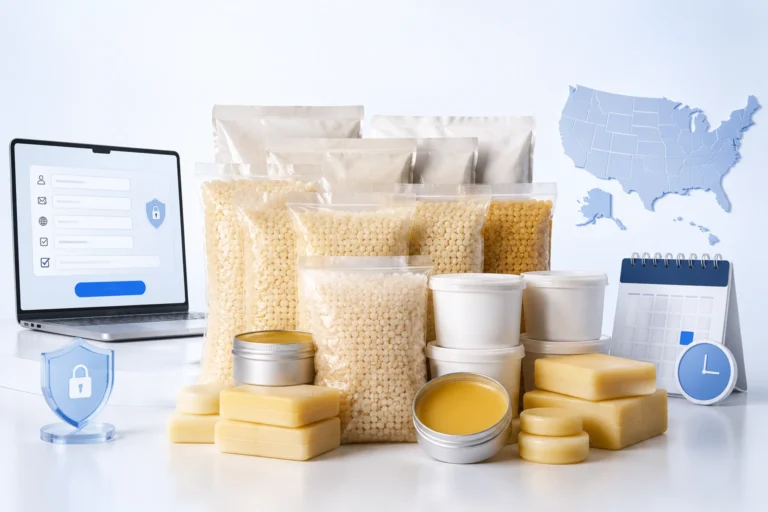 Professional salon setup with wax beads and supplies for beauty estheticians.