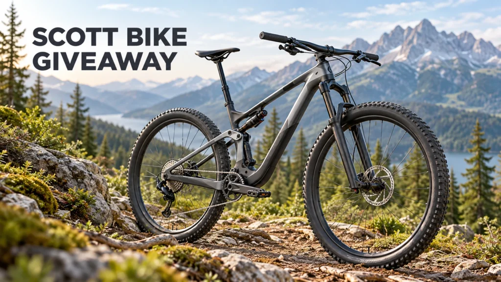 Conceptual illustration of a premium cross-country mountain bike representing the SCOTT Spark RC World Cup giveaway.