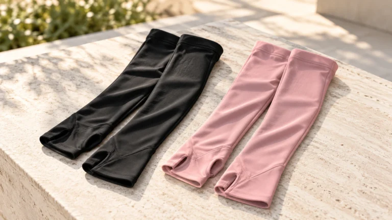 Original conceptual illustration of black and rosé sun-protection arm sleeves representing the HELLO SHADE giveaway.